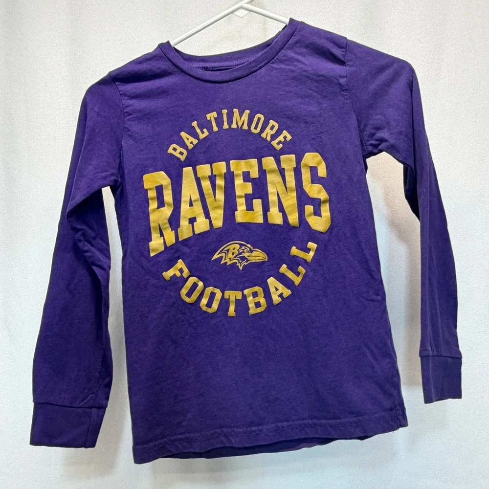 Baltimore Ravens NFL Football Shirt Kids Youth 8 Purple Long Sleeve Graphic Tee